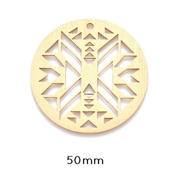 Aluminium Anhänger, Geometrisch Laser Cut Gold 50mm (1)